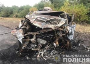 ДТП на Запорожье: два человека погибли в горящей машине, еще пятеро пострадали (фото)