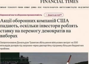Акції оборонних компаній США падають: інвестори ставлять на поразку Трампа
