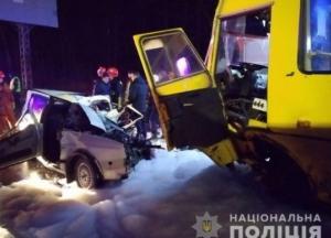 На Львовщине легковушка столкнулась с маршруткой: есть погибший и семь травмированных (фото)