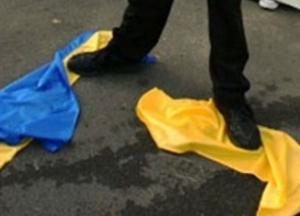 Подростки пытались сжечь флаг Украины в центре Киева (видео)