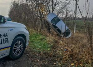 На Днепропетровщине легковушка повисла на дереве (видео)