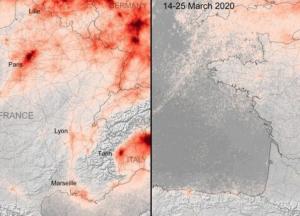 Спутник показал, как благодаря карантину очистился воздух в Европе (ФОТО)