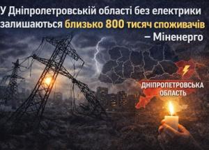 У Дніпропетровській області без електрики залишаються близько 800 тисяч споживачів – Міненерго