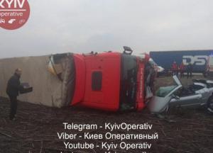 Под Киевом грузовик раздавил авто: пострадали дети (фото)