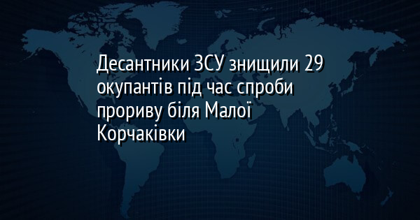 Десантники ЗСУ знищили 29 окупантів під час спроби прориву біля Малої Корчаківки