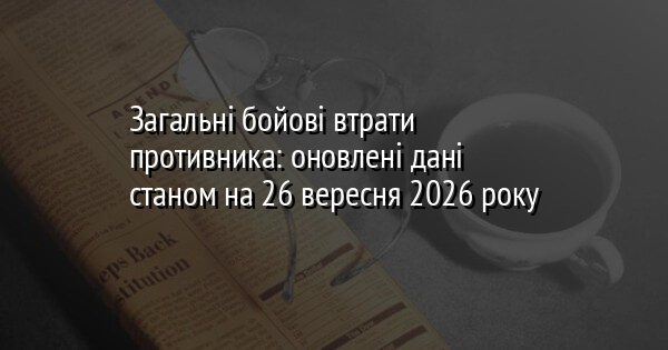 Загальні бойові втрати противника: оновлені дані станом на 26 вересня 2026 року