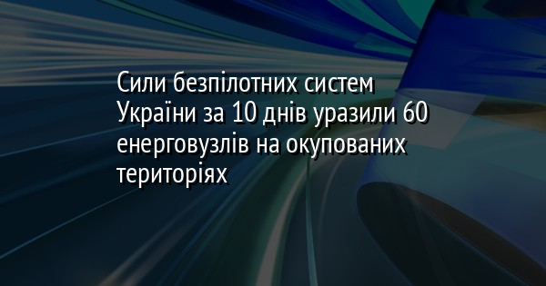 Сили безпілотних систем України за 10 днів уразили 60 енерговузлів на окупованих територіях
