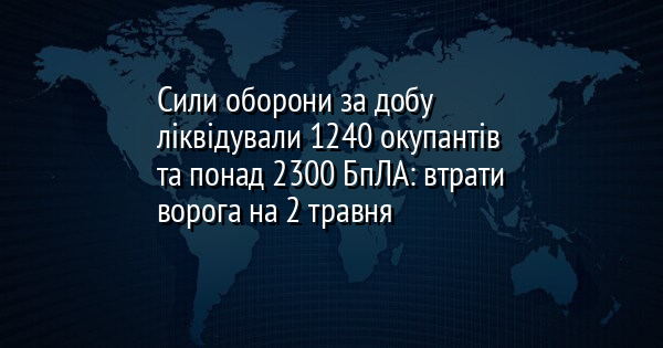 Сили оборони за добу ліквідували 1240 окупантів та понад 2300 БпЛА: втрати ворога на 2 травня